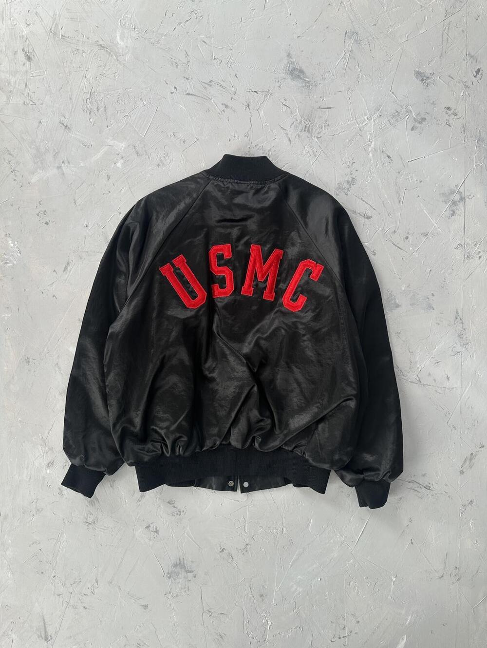 Vintage 90's USMC embroidered Satin Jacket (made in USA)